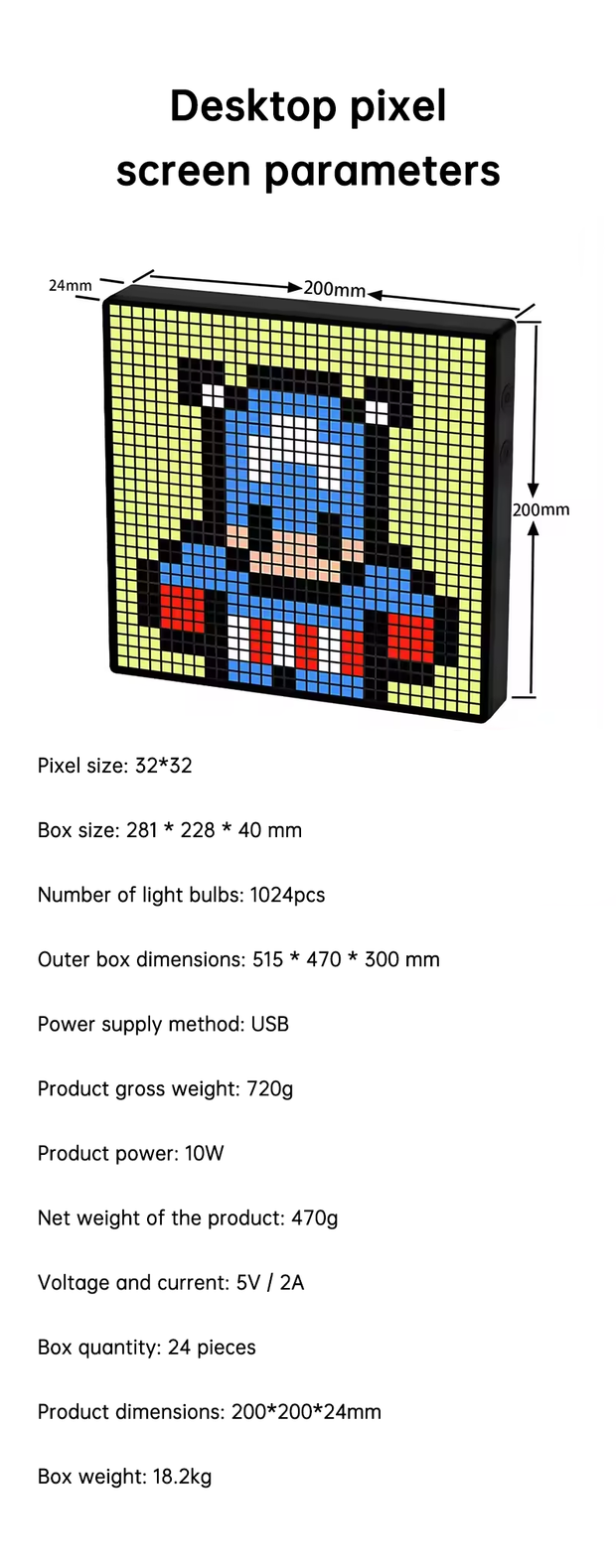 Pixel screen Bluetooth DIY point control screen alarm clock time screen wall-mounted LED pixel light full color dynamic smart DIy