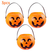 3-Pack 7-Inch Plastic Halloween Pumpkin Buckets - Kids' Trick-or-Treat Candy Holders & Home Decor