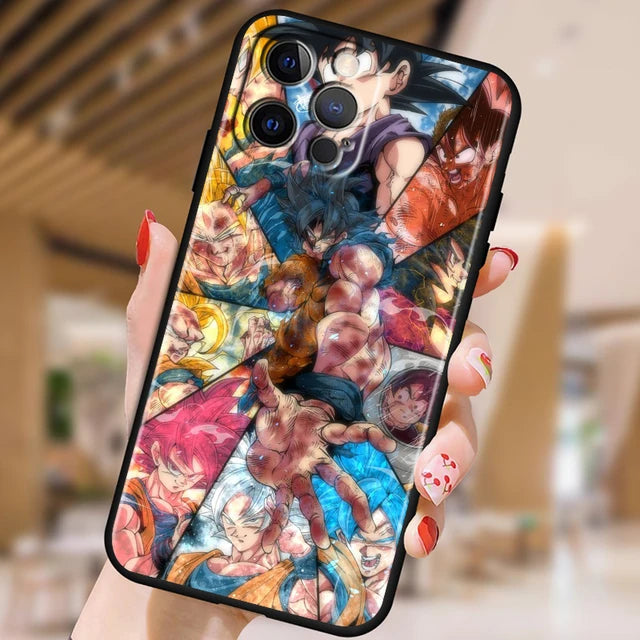 Japanese Art D-Dragon Ball Z For Apple iPhone 15 14 13 12 Pro Max Mini 11 Pro XS Max X XR 6 7 8 Plus SE 2020 Black Phone Case