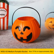 3-Pack 7-Inch Plastic Halloween Pumpkin Buckets - Kids' Trick-or-Treat Candy Holders & Home Decor