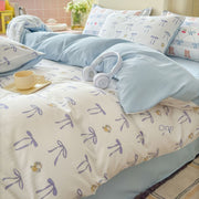 Double Gauze Four-Piece Set Jacquard Small Bamboo Cotton Three-Piece Set Student Dormitory INS Fresh Floral Bedding