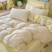 Double Gauze Four-Piece Set Jacquard Small Bamboo Cotton Three-Piece Set Student Dormitory INS Fresh Floral Bedding