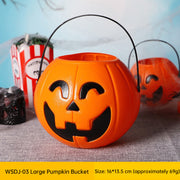 3-Pack 7-Inch Plastic Halloween Pumpkin Buckets - Kids' Trick-or-Treat Candy Holders & Home Decor