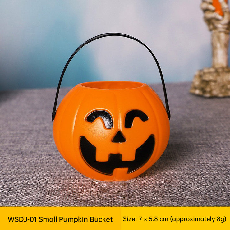 3-Pack 7-Inch Plastic Halloween Pumpkin Buckets - Kids' Trick-or-Treat Candy Holders & Home Decor