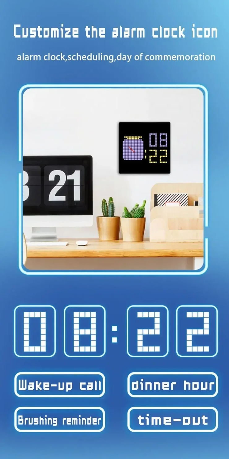 Pixel screen Bluetooth DIY point control screen alarm clock time screen wall-mounted LED pixel light full color dynamic smart DIy